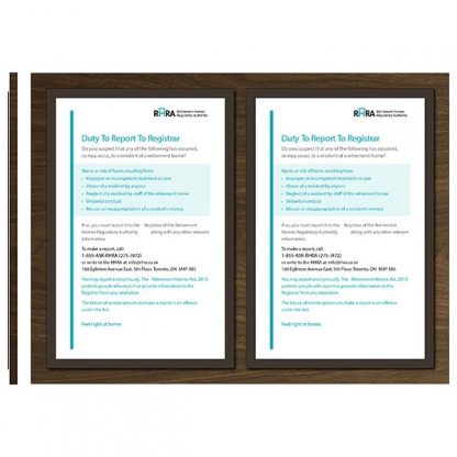 Two Tabloid TABFrames (for displaying Ontario RHRA regulatory posters) - Meter