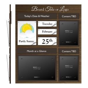 Date & Weather Board Featuring Two Portrait Letter MAGFrames and One Landscape Tabloid MAGFrame with Frame and Titles - Weather