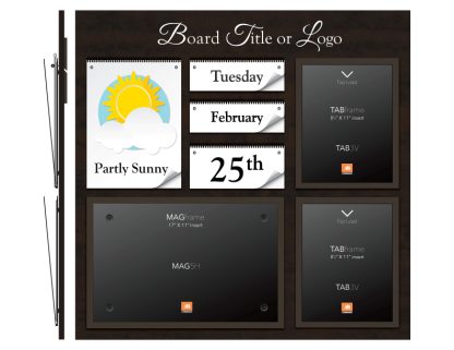 Date & Weather Board Featuring Two Portrait Letter MAGFrames and One Landscape Tabloid MAGFrame with Board Title