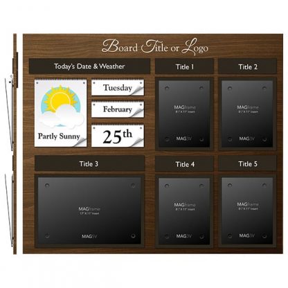 Date & Weather Board Featuring Four Portrait Letter MAGFrames and One Landscape Tabloid MAGFrame with Frame and Titles - Weather