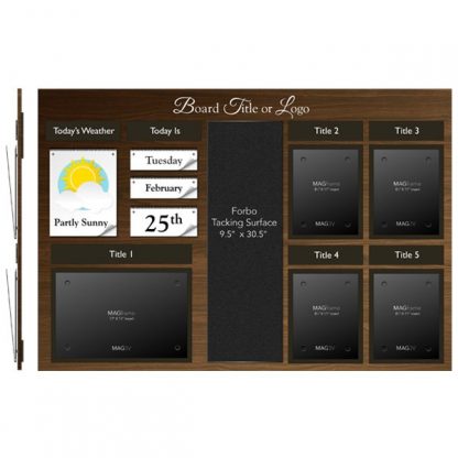 Date & Weather Board with Four Portrait Letter MAGFrames and One Landscape Tabloid plus Forbo Tacking Surface with Titles - Product